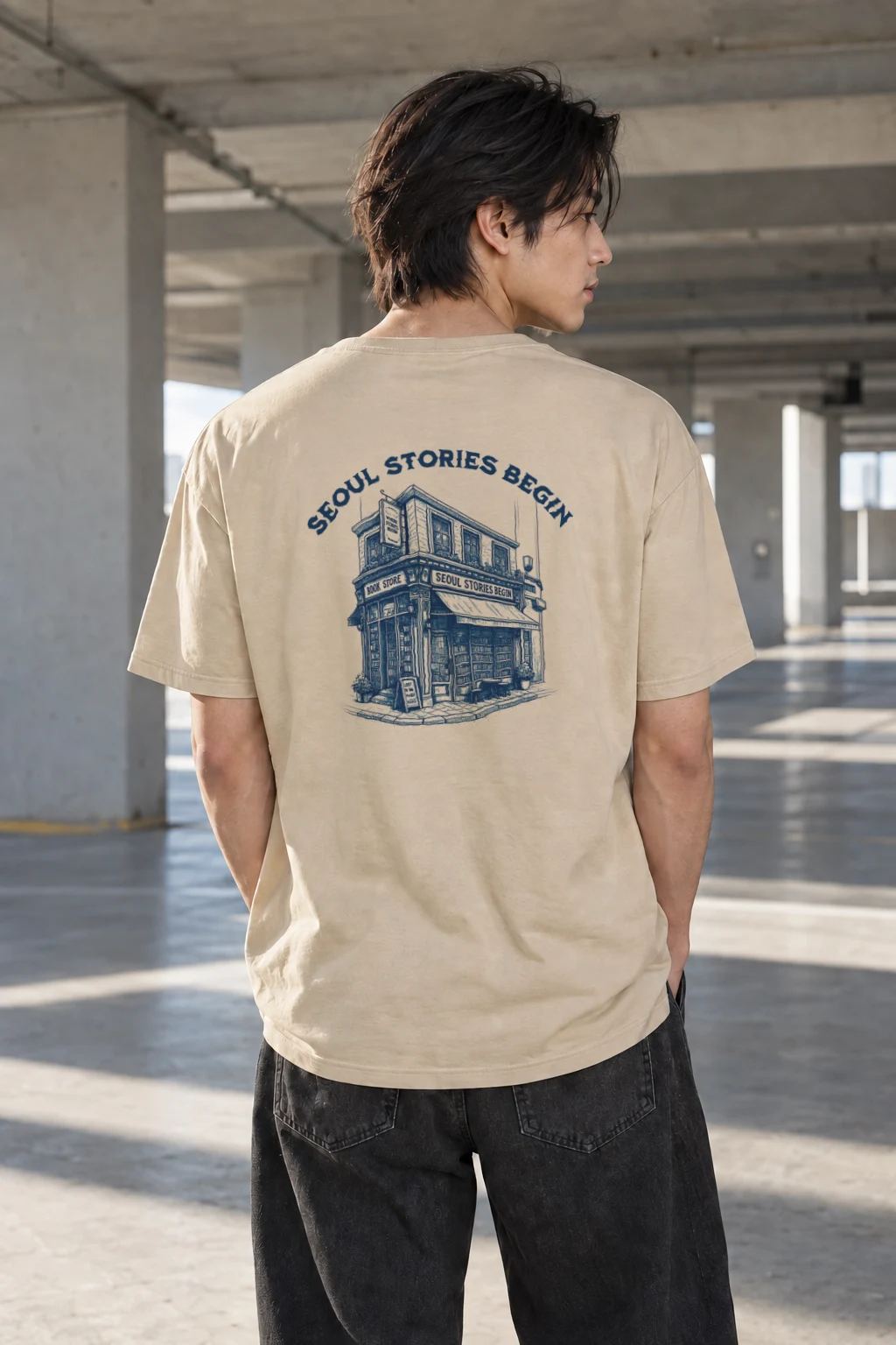 "Seoul Stories Begin" Heavyweight Unisex Crewneck T-shirt | Gildan 5000
