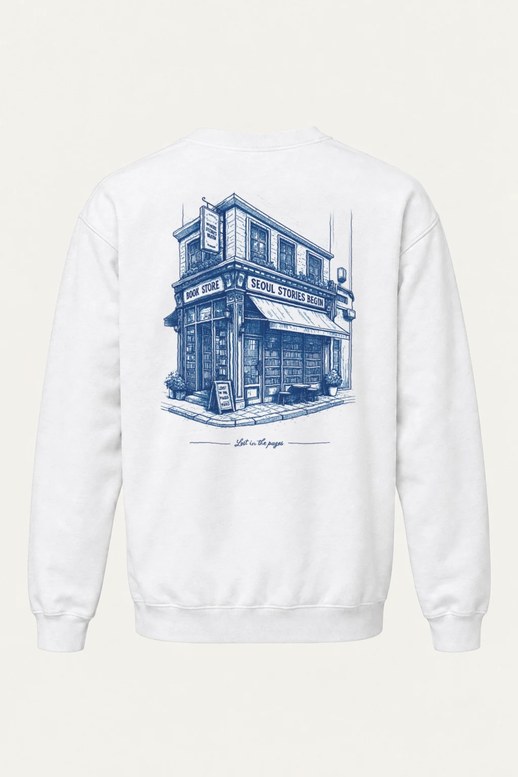 "Seoul Stories Bookstore" Heavy Blend Unisex Crewneck Sweatshirt | Gildan 18000