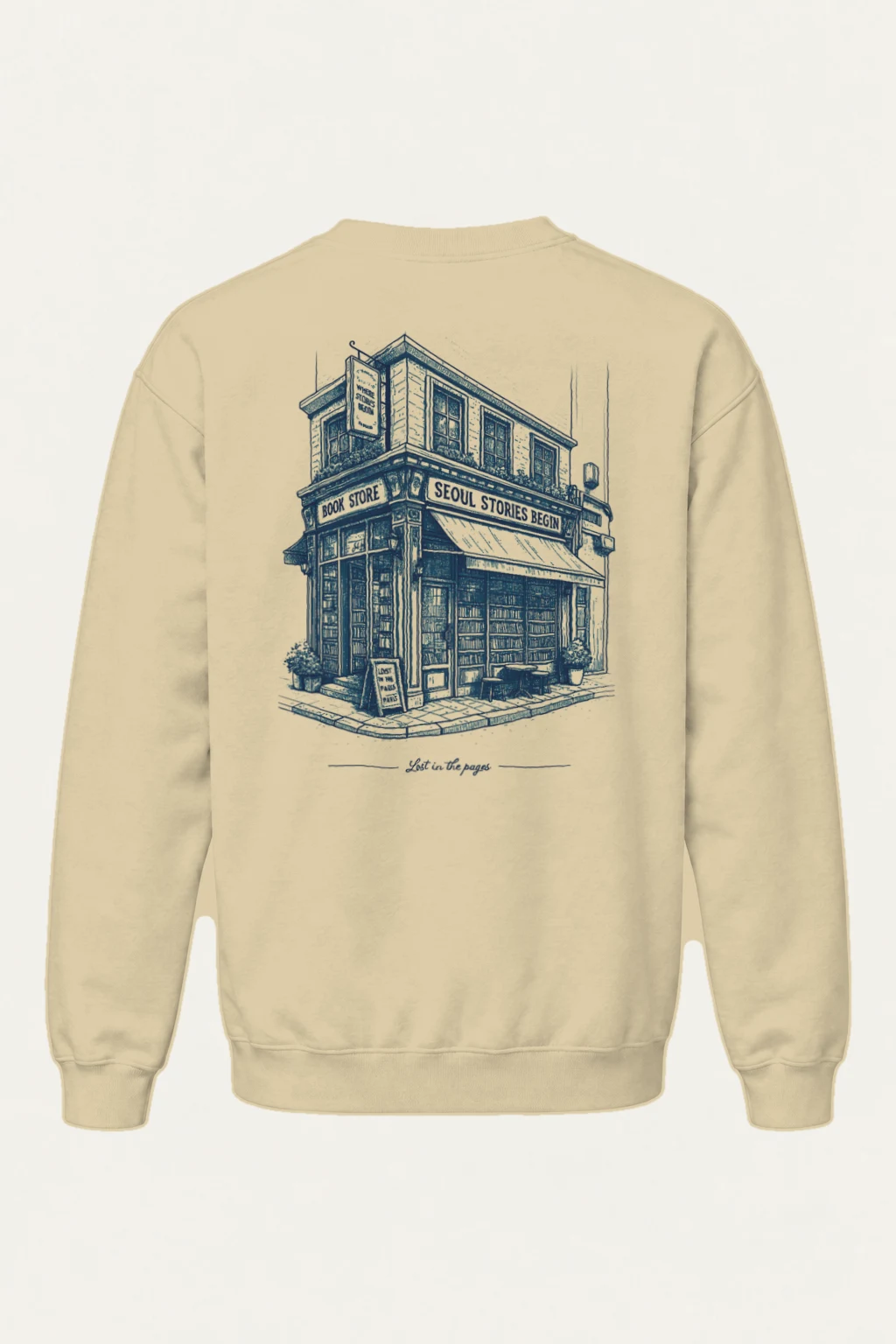 "Seoul Stories Bookstore" Heavy Blend Unisex Crewneck Sweatshirt | Gildan 18000