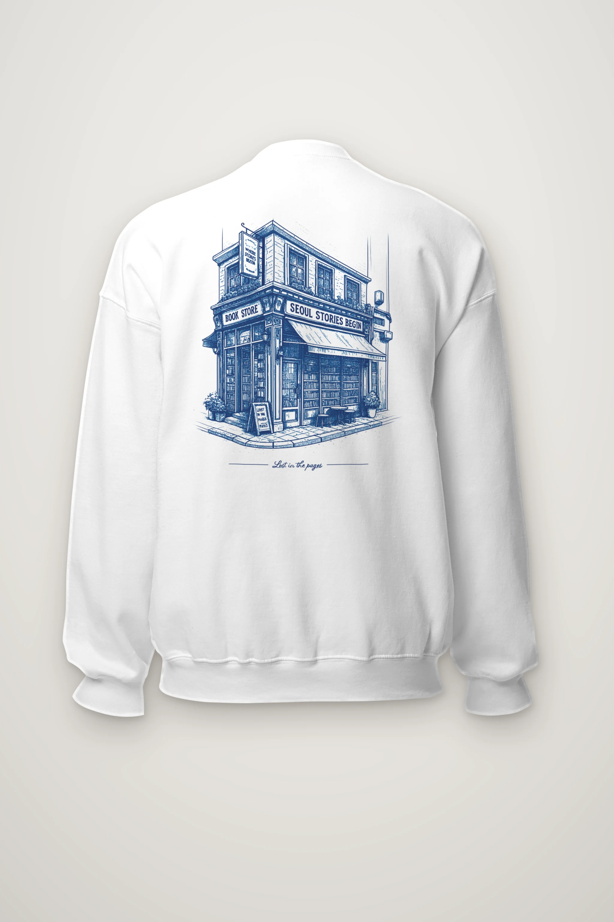 "Seoul Stories Bookstore" Heavy Blend Unisex Crewneck Sweatshirt