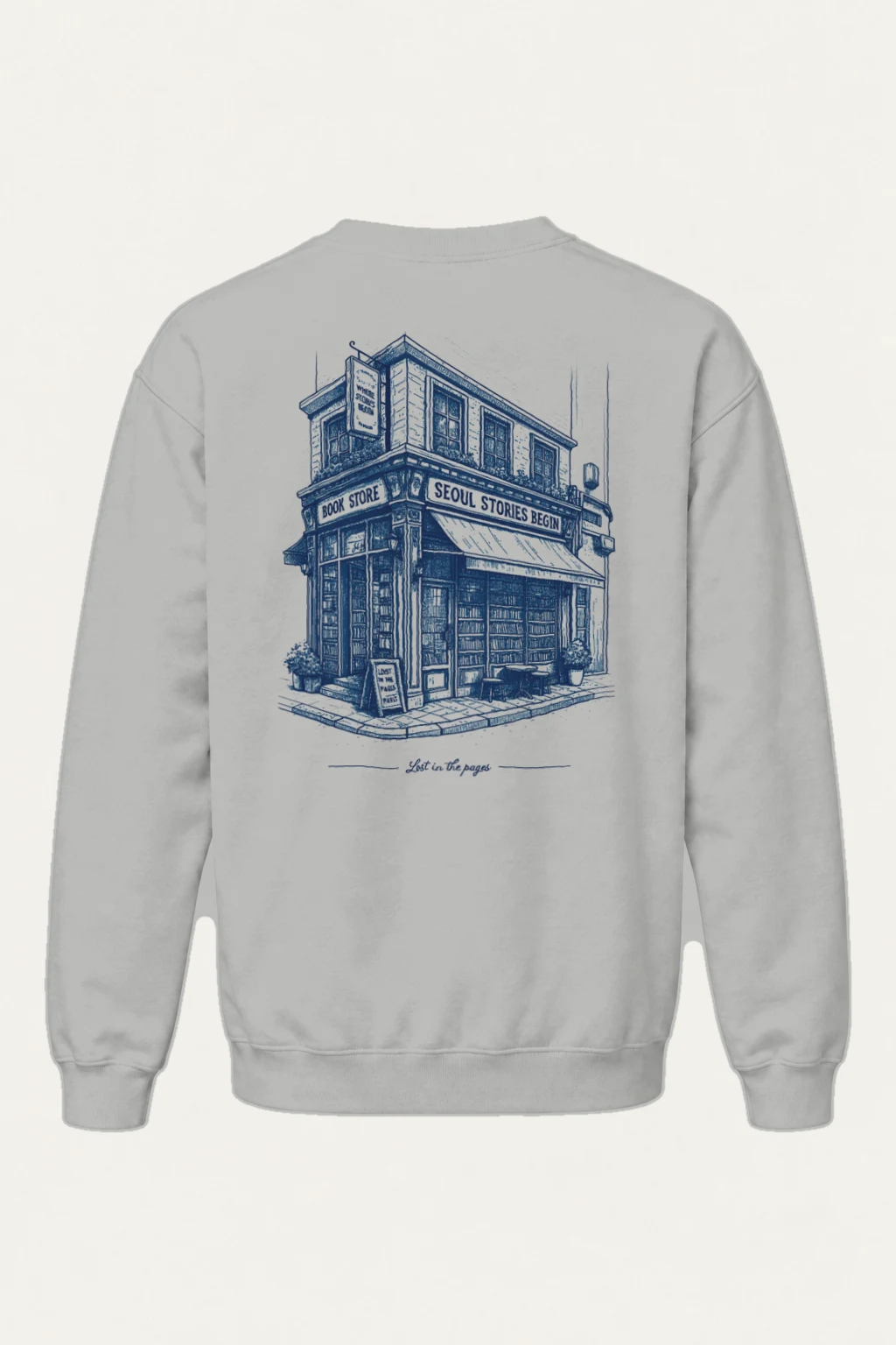 "Seoul Stories Bookstore" Heavy Blend Unisex Crewneck Sweatshirt | Gildan 18000