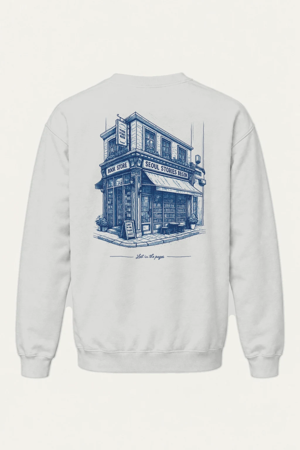 "Seoul Stories Bookstore" Heavy Blend Unisex Crewneck Sweatshirt | Gildan 18000