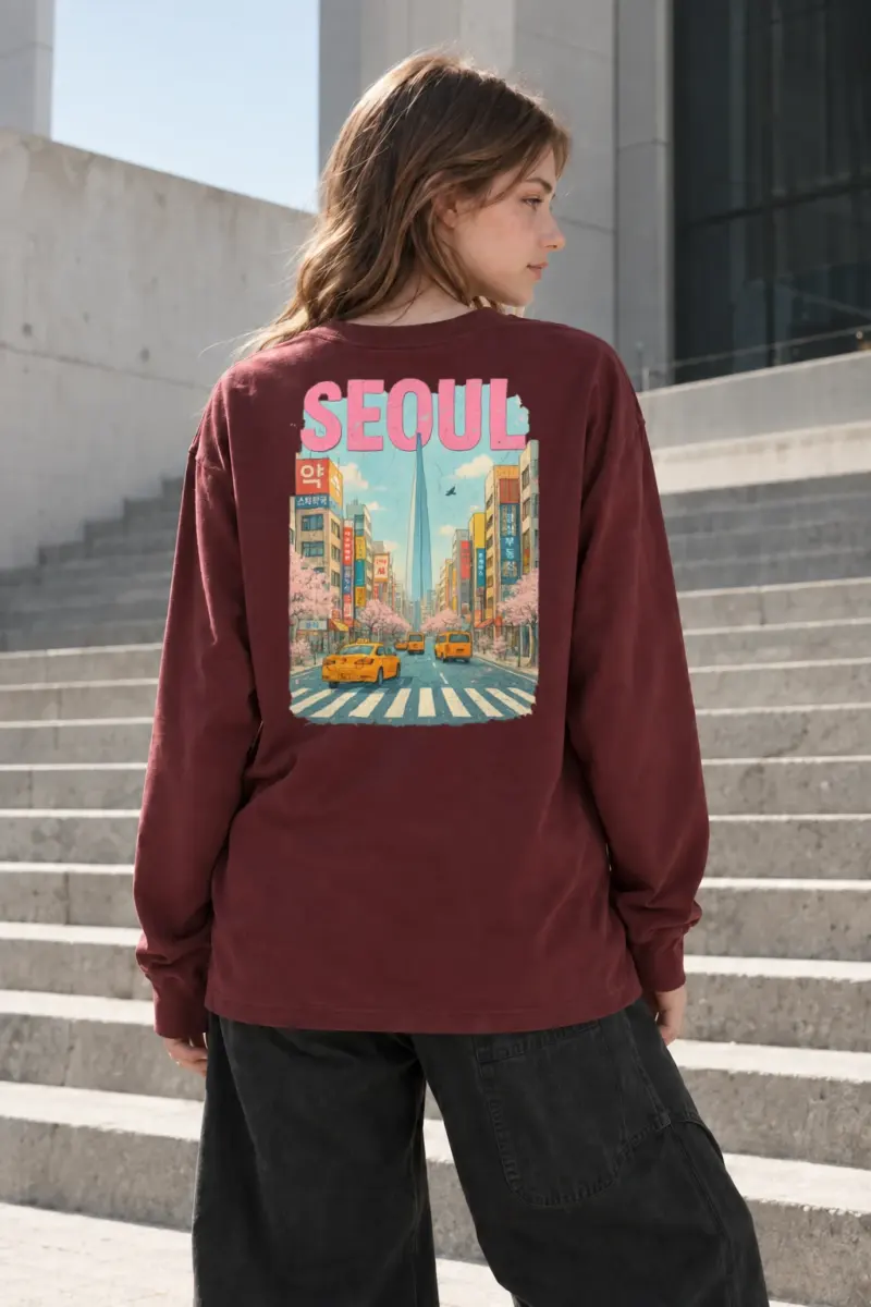 "Seoul Street Bloom" Unisex Longsleeve T-shirt | Gildan 2400