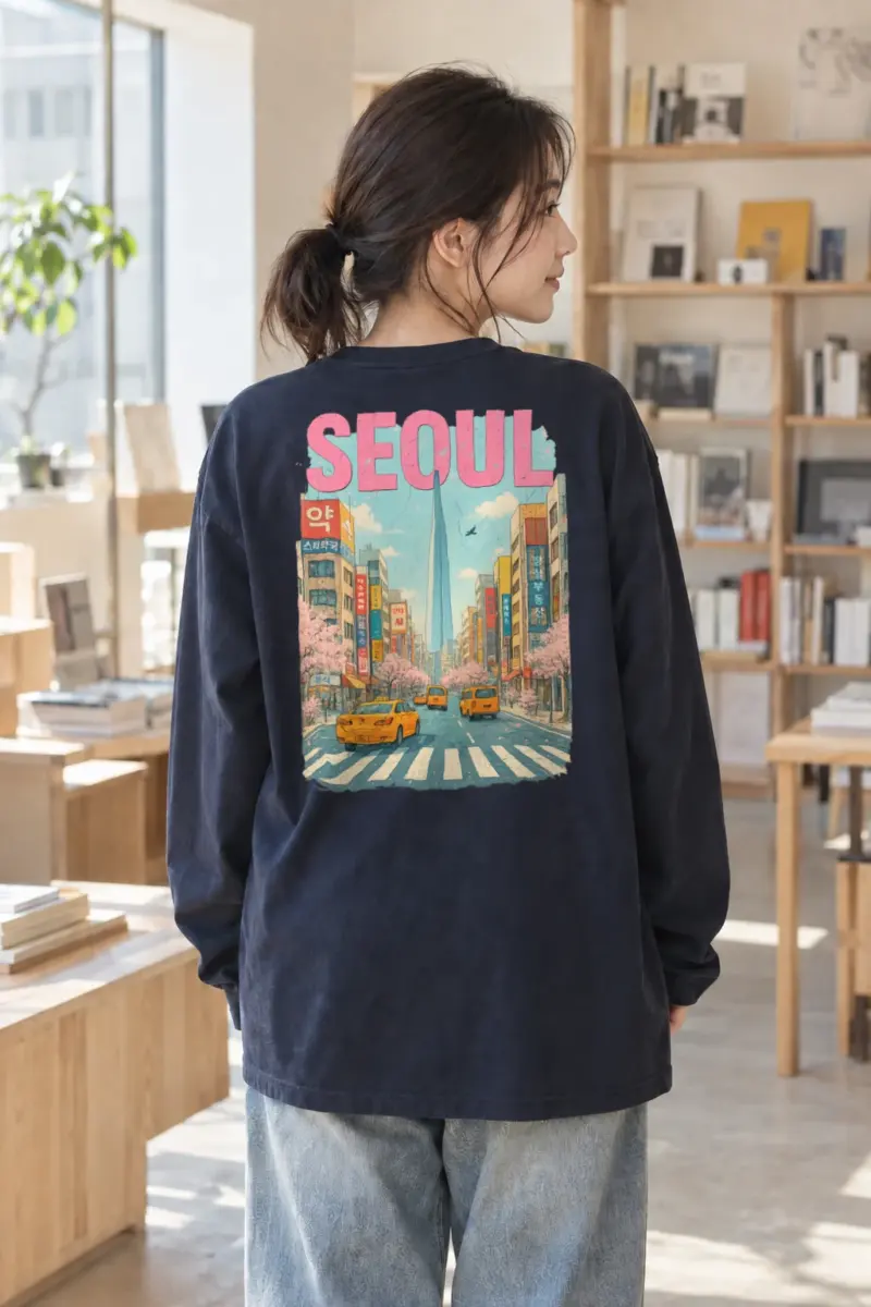 "Seoul Street Bloom" Unisex Longsleeve T-shirt | Gildan 2400