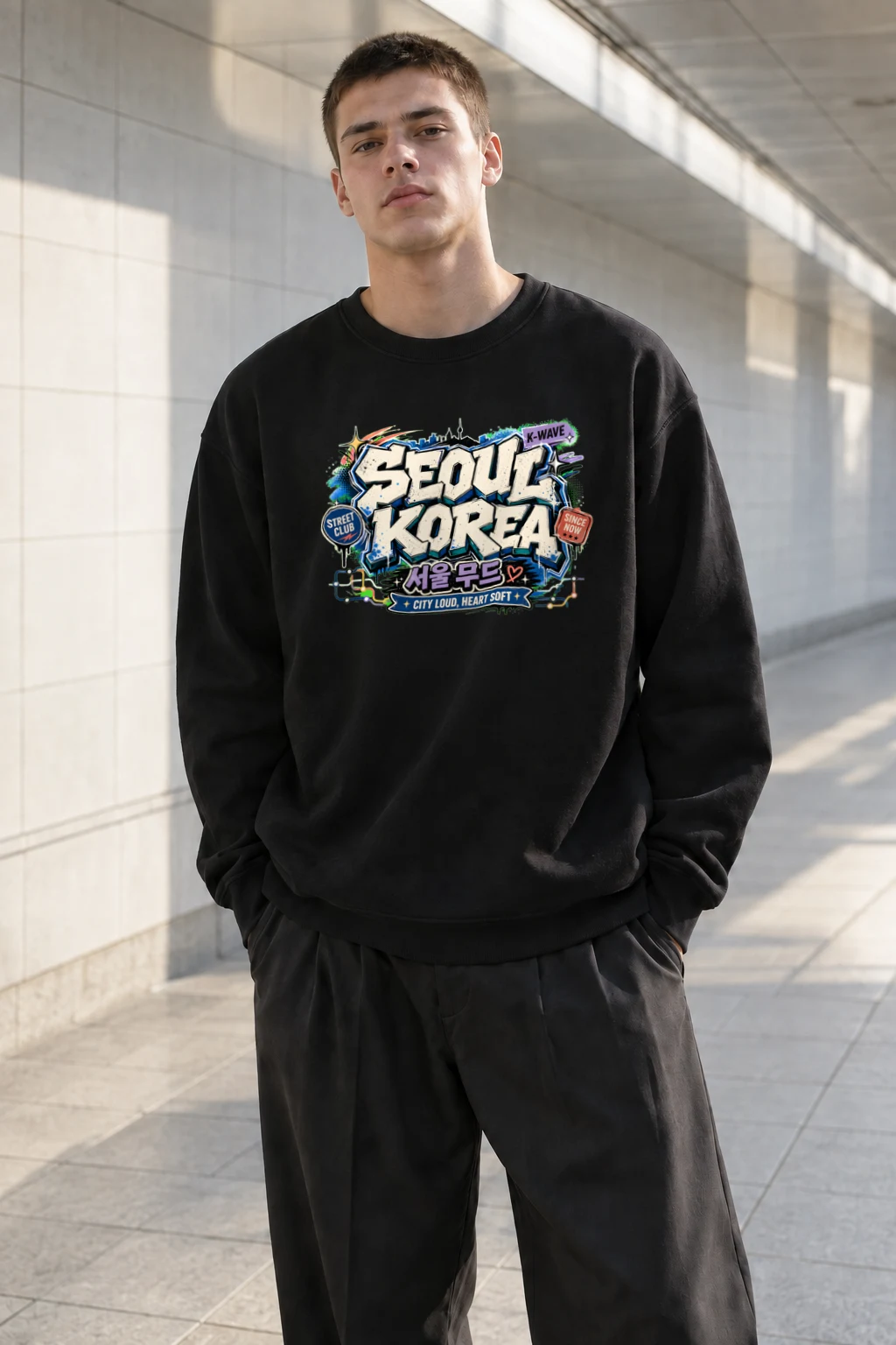 "Seoul Street Club" Heavy Blend Unisex Crewneck Sweatshirt | Gildan 18000