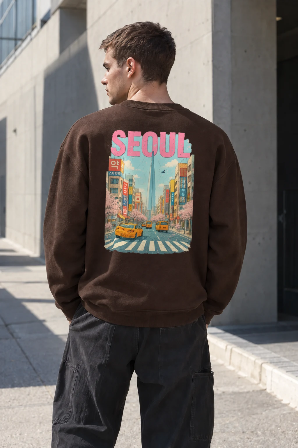 "Seoul Street Scene" Heavy Blend Unisex Crewneck Sweatshirt | Gildan 18000