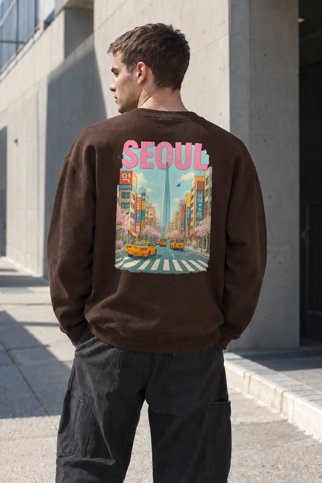"Seoul Street Scene" Heavy Blend Unisex Crewneck Sweatshirt | Gildan 18000