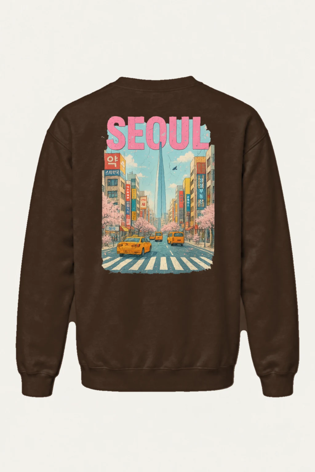 "Seoul Street Scene" Heavy Blend Unisex Crewneck Sweatshirt | Gildan 18000