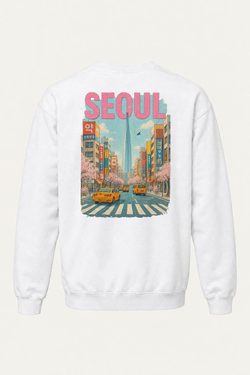 "Seoul Street Scene" Heavy Blend Unisex Crewneck Sweatshirt | Gildan 18000