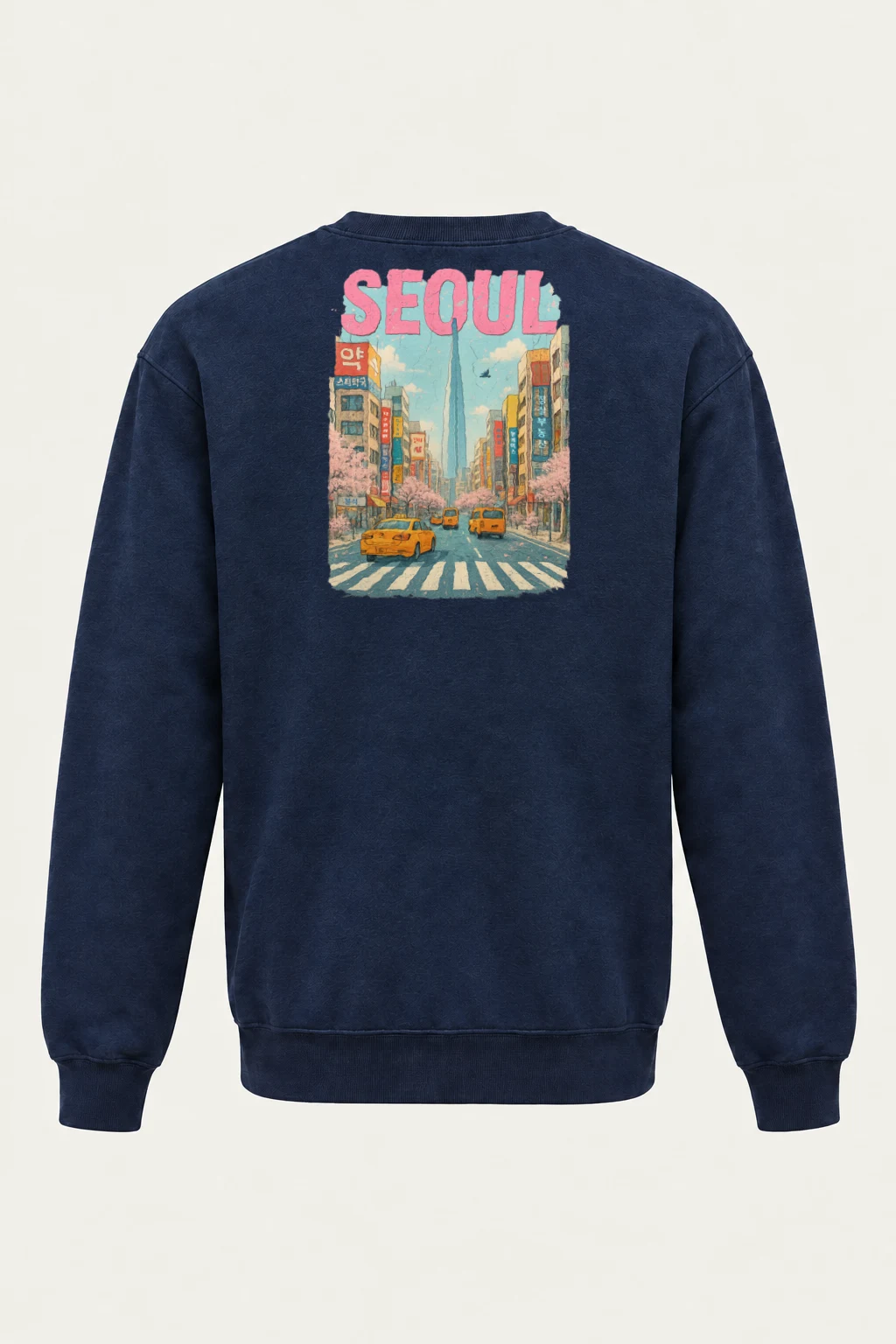 "Seoul Street Scene" Heavy Blend Unisex Crewneck Sweatshirt | Gildan 18000