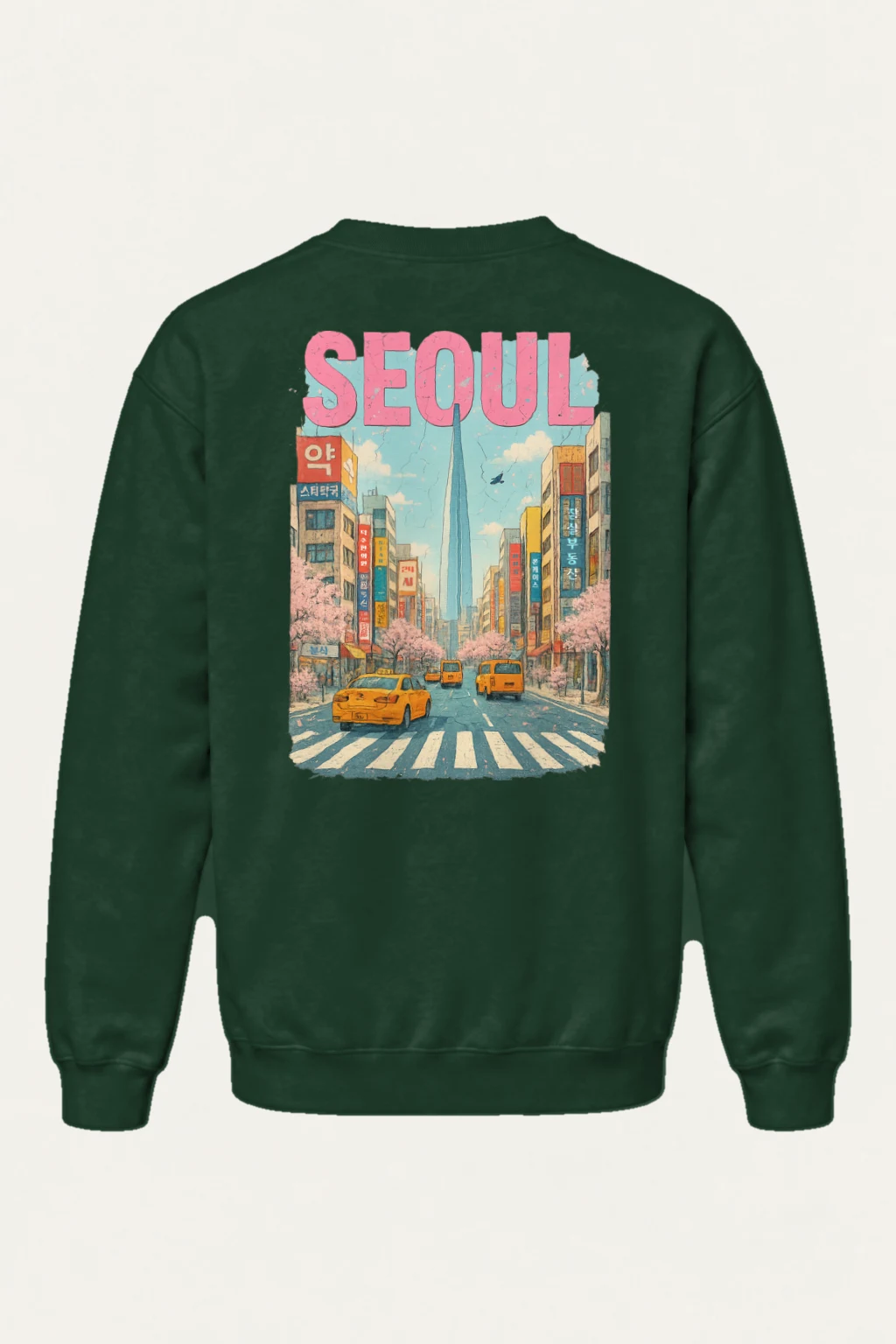 "Seoul Street Scene" Heavy Blend Unisex Crewneck Sweatshirt | Gildan 18000