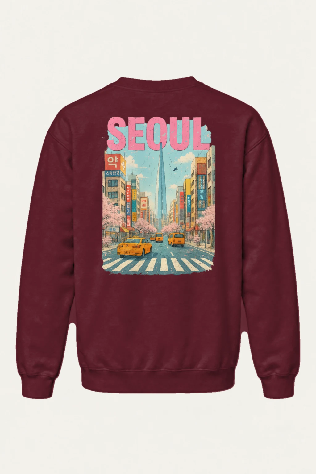 "Seoul Street Scene" Heavy Blend Unisex Crewneck Sweatshirt | Gildan 18000
