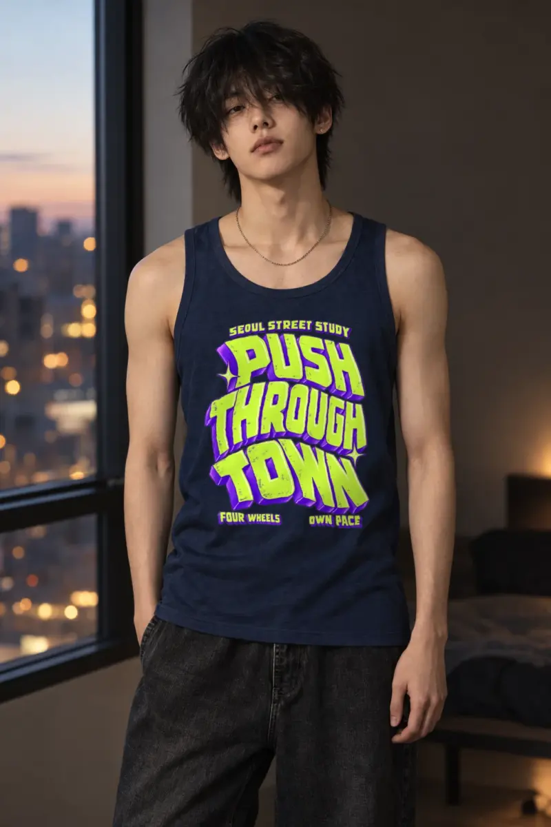 "Seoul Street Study Push Through Town" Unisex Jersey Tank