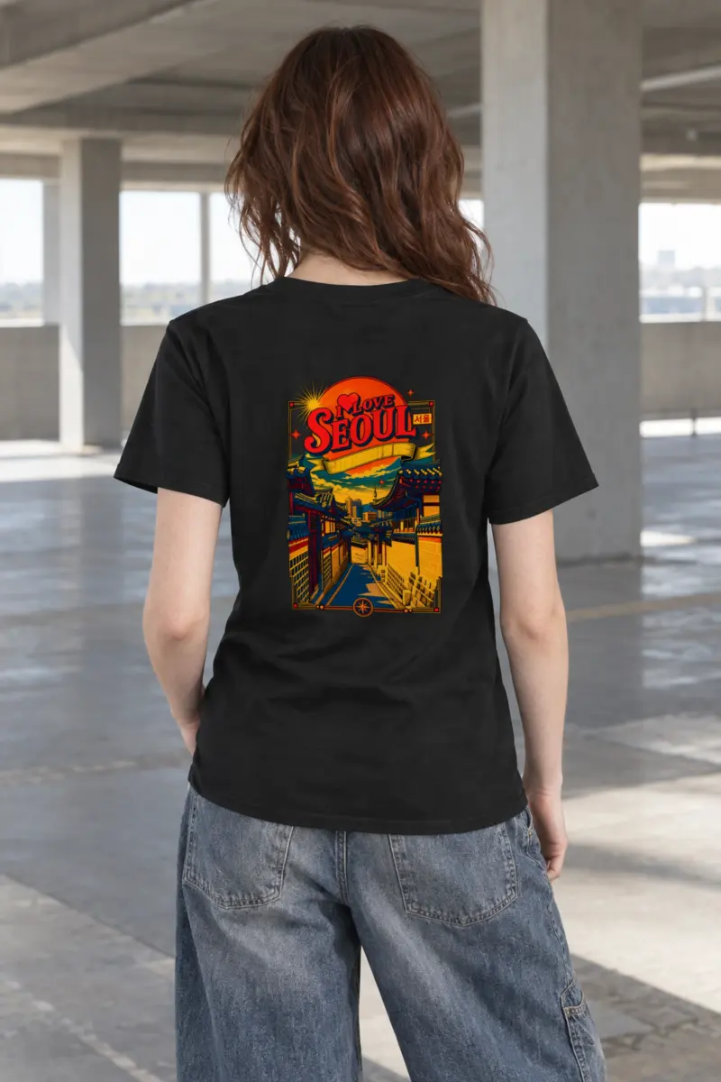 "Seoul Street Vista" Heavyweight Unisex Crewneck T-shirt