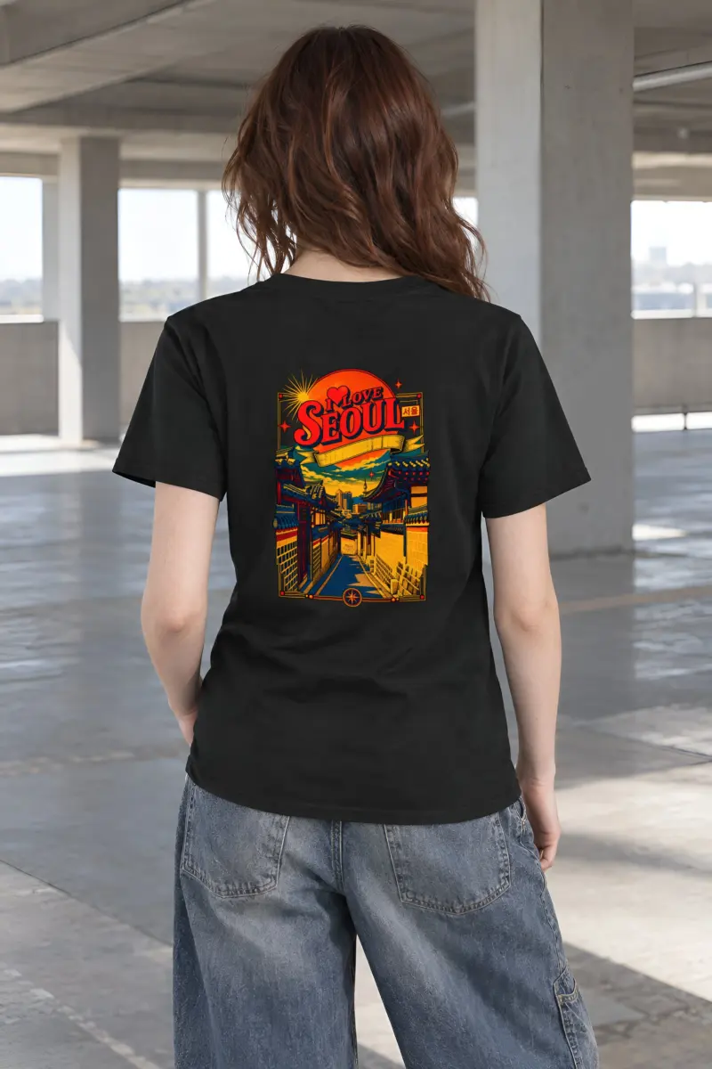 "Seoul Street Vista" Heavyweight Unisex Crewneck T-shirt