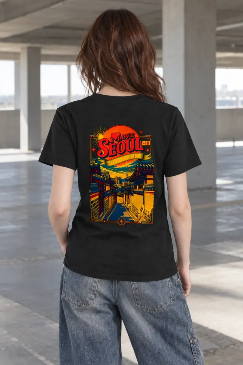 "Seoul Street Vista" Heavyweight Unisex Crewneck T-shirt