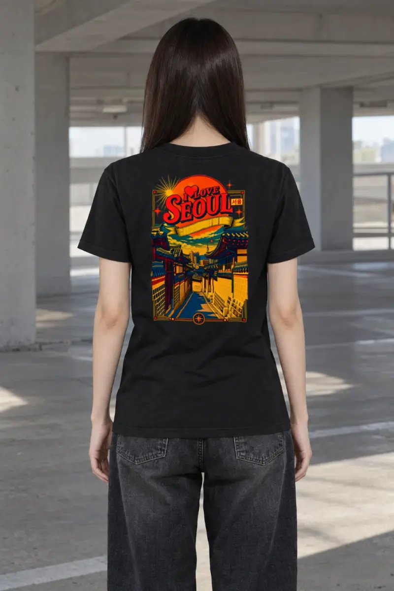 "Seoul Street Vista" Heavyweight Unisex Crewneck T-shirt