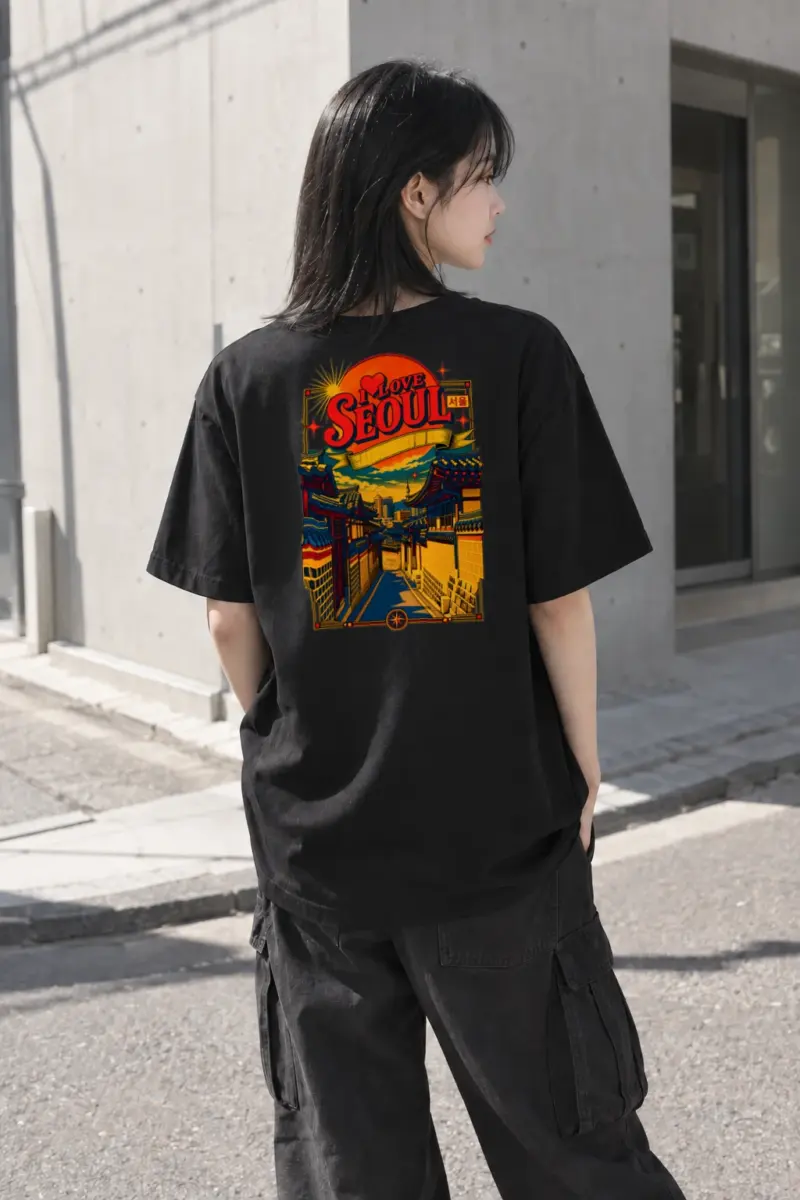 "Seoul Street Vista" Heavyweight Unisex Crewneck T-shirt | Gildan 5000