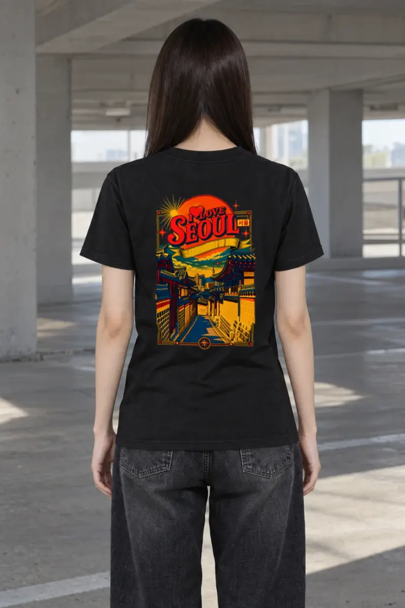 "Seoul Street Vista" Heavyweight Unisex Crewneck T-shirt