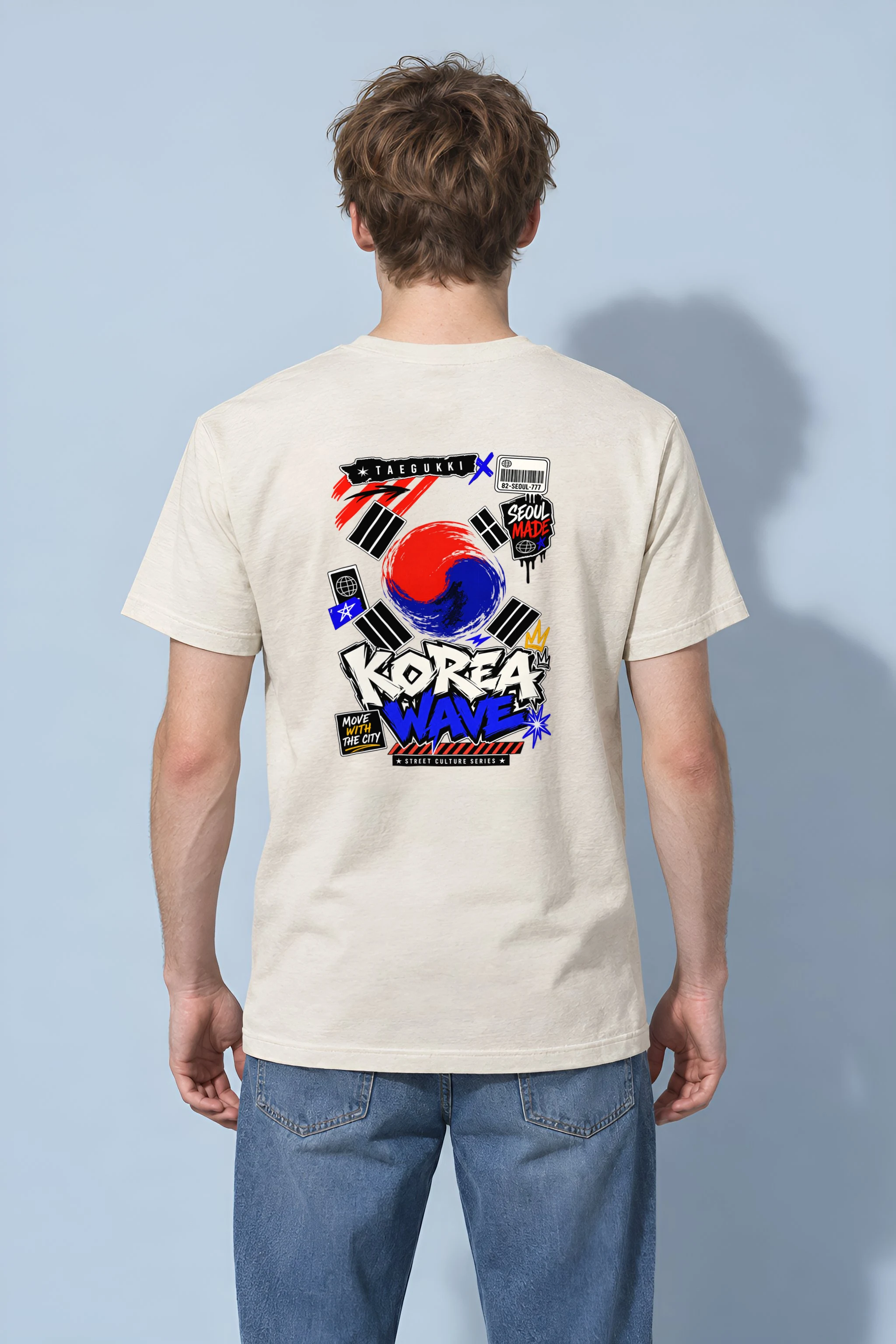 "Seoul Street Wave" Heavyweight Unisex Crewneck T-shirt
