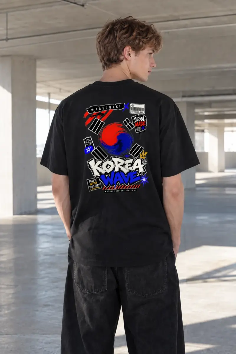 "Seoul Street Wave" Heavyweight Unisex Crewneck T-shirt | Gildan 5000