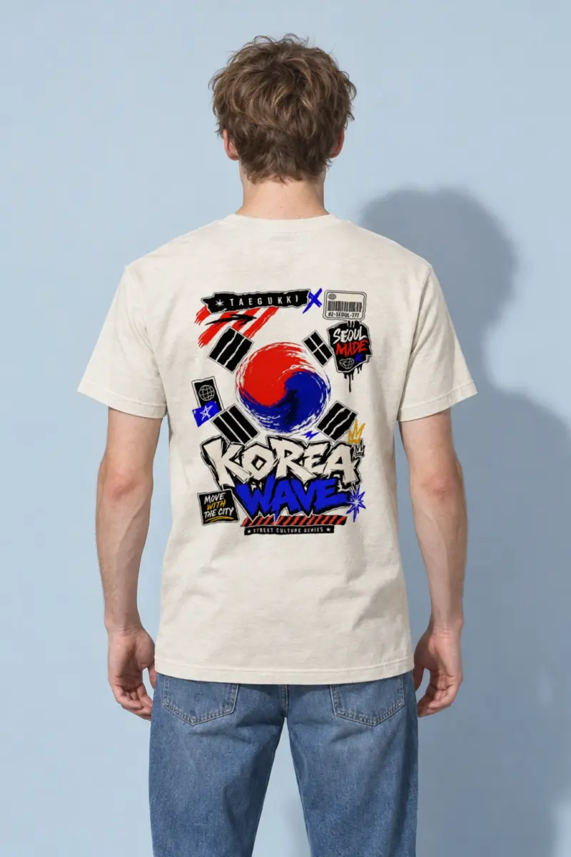 "Seoul Street Wave" Heavyweight Unisex Crewneck T-shirt
