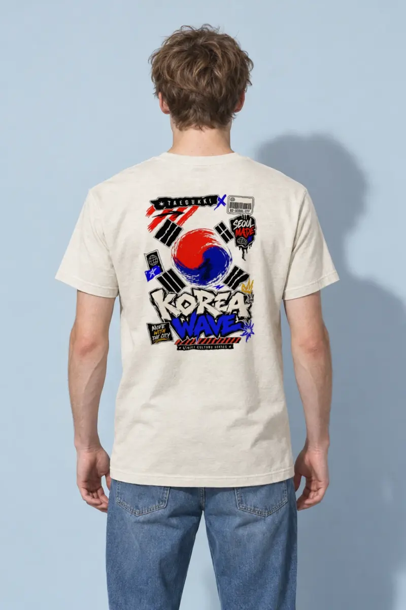 "Seoul Street Wave" Heavyweight Unisex Crewneck T-shirt