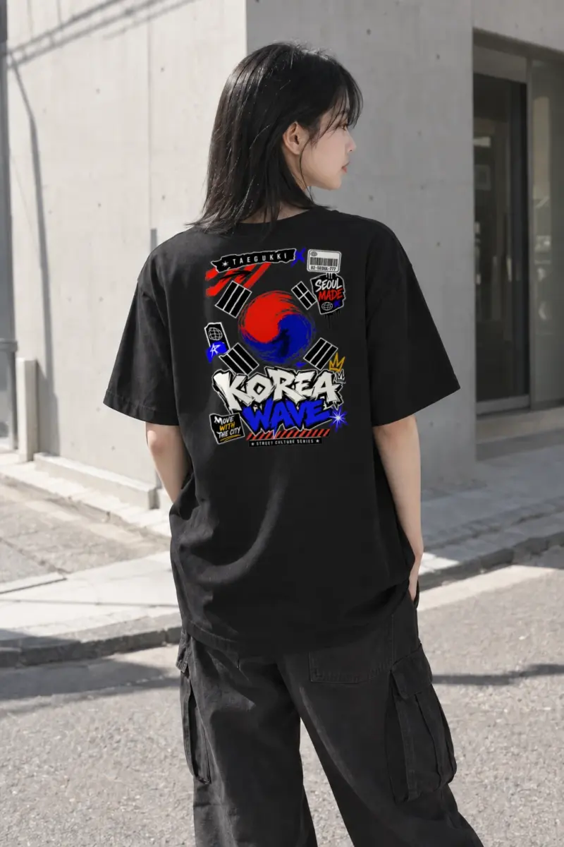 "Seoul Street Wave" Heavyweight Unisex Crewneck T-shirt | Gildan 5000