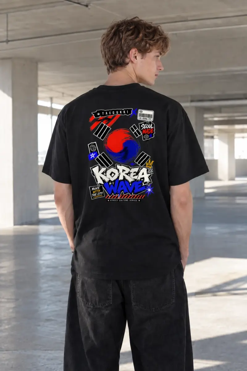 "Seoul Street Wave" Heavyweight Unisex Crewneck T-shirt | Gildan 5000