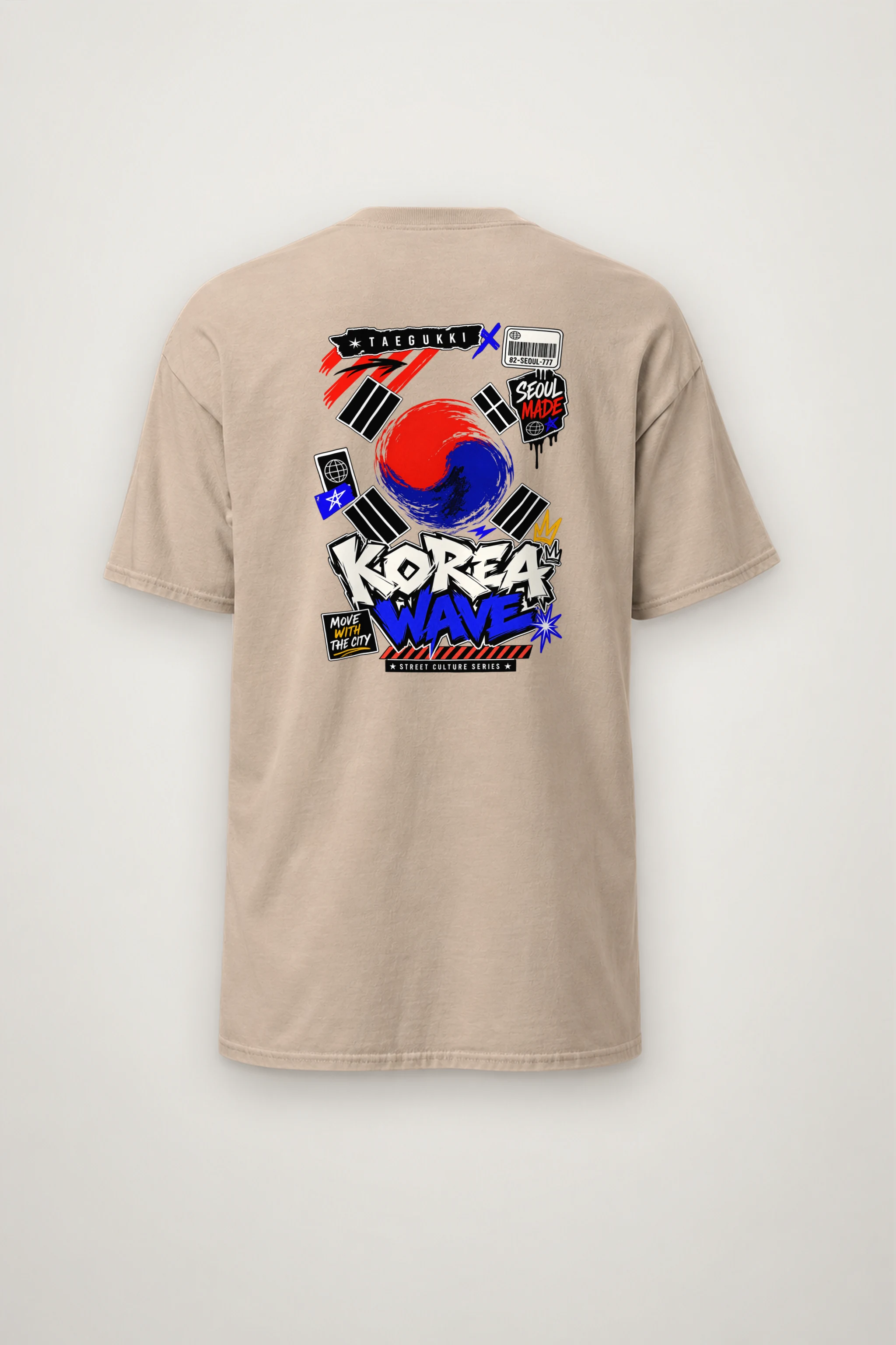 "Seoul Street Wave" Heavyweight Unisex Crewneck T-shirt