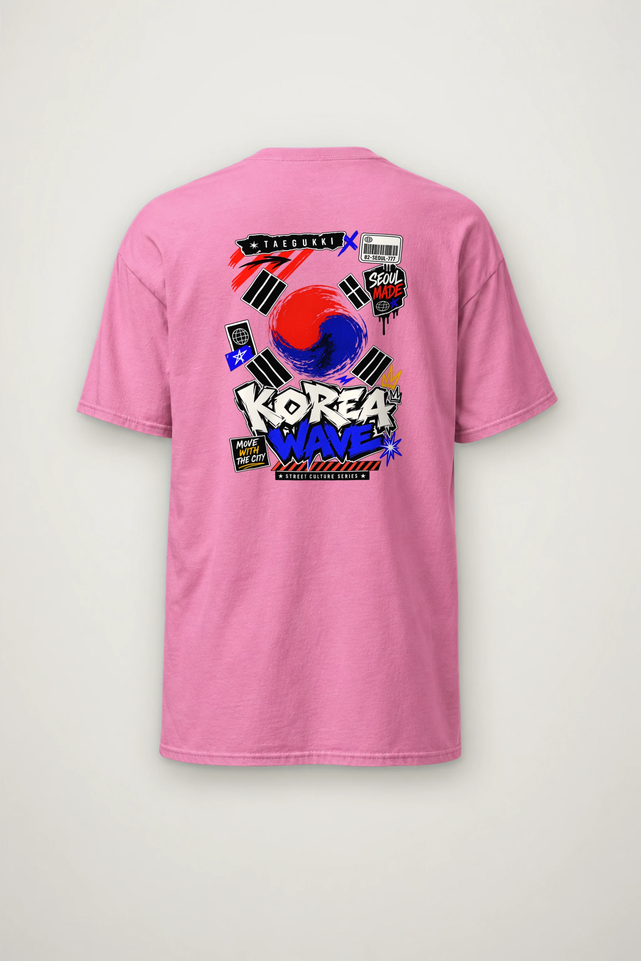 "Seoul Street Wave" Heavyweight Unisex Crewneck T-shirt