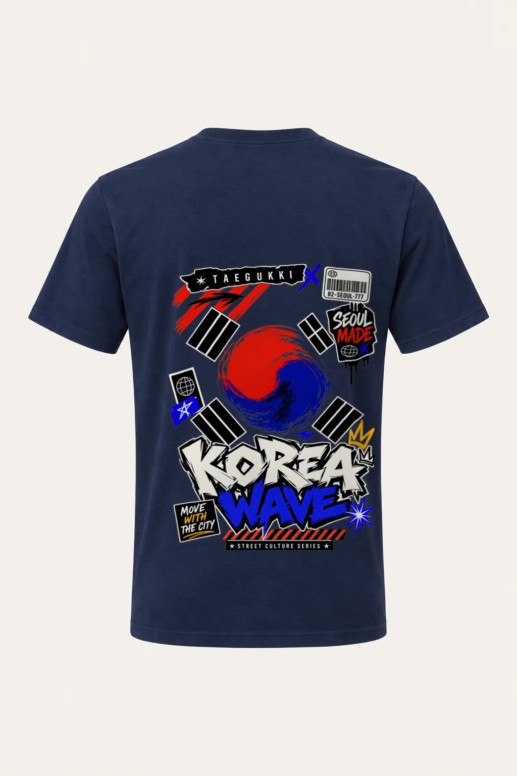 "Seoul Street Wave" Heavyweight Unisex Crewneck T-shirt | Gildan 5000