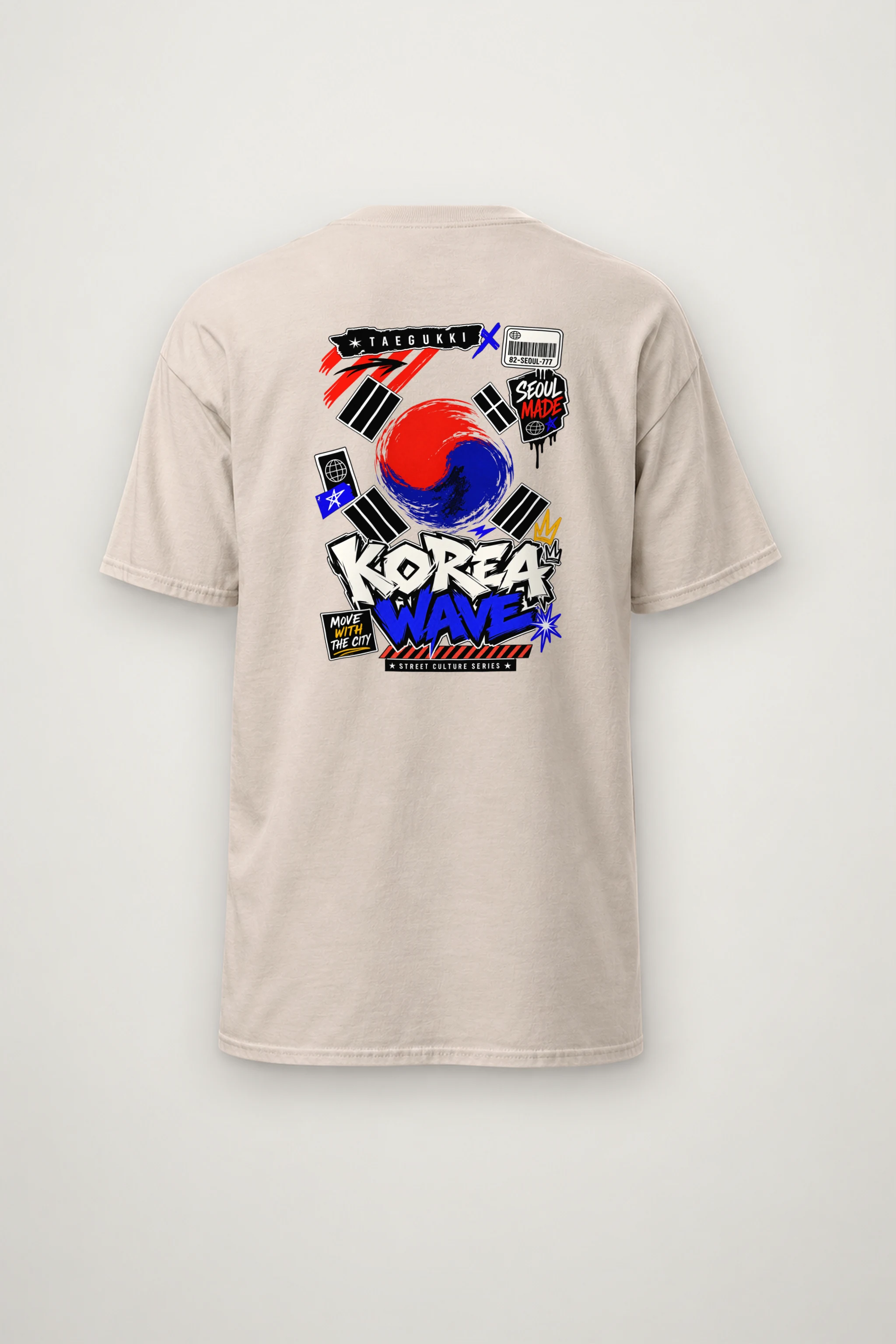 "Seoul Street Wave" Heavyweight Unisex Crewneck T-shirt