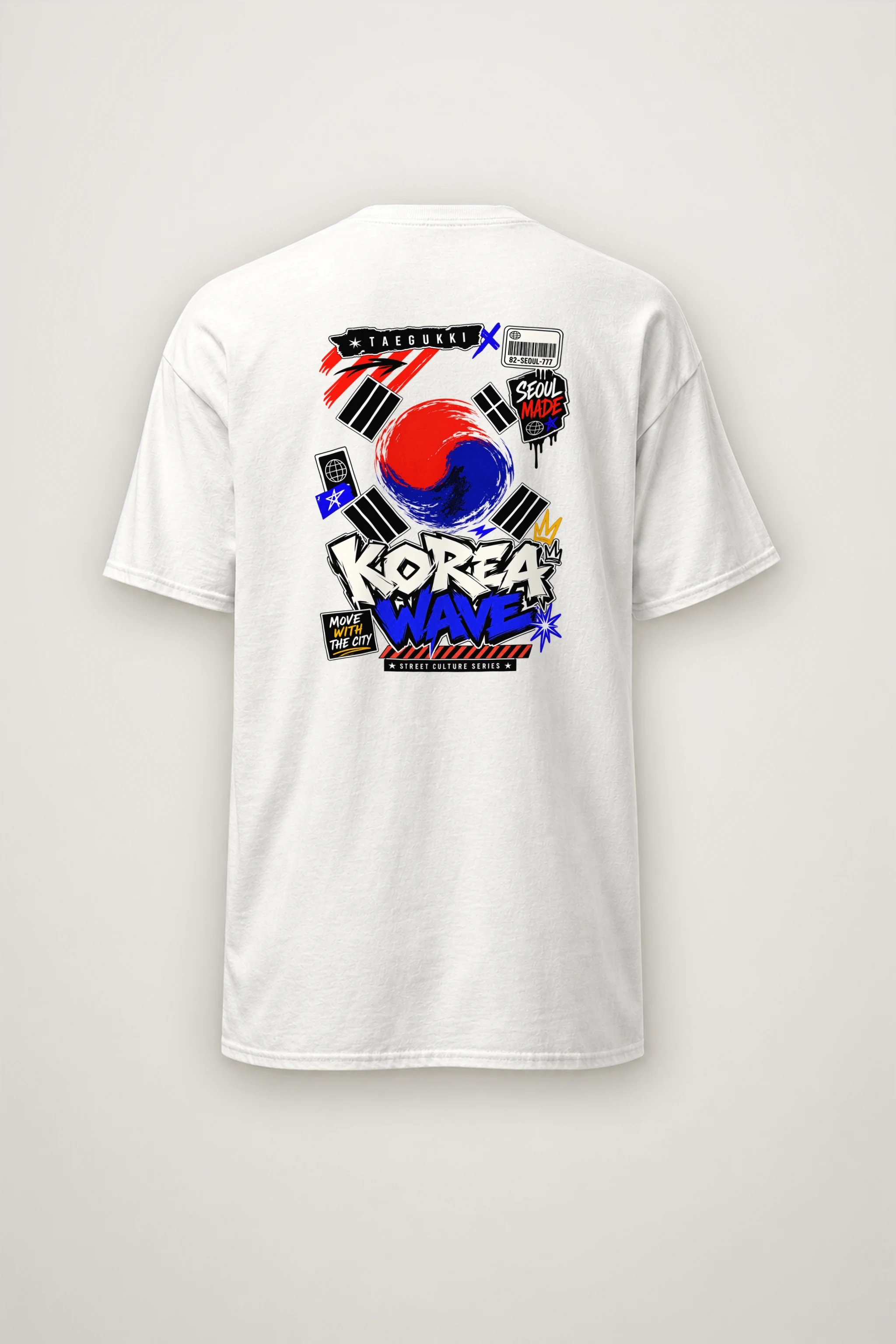 "Seoul Street Wave" Heavyweight Unisex Crewneck T-shirt