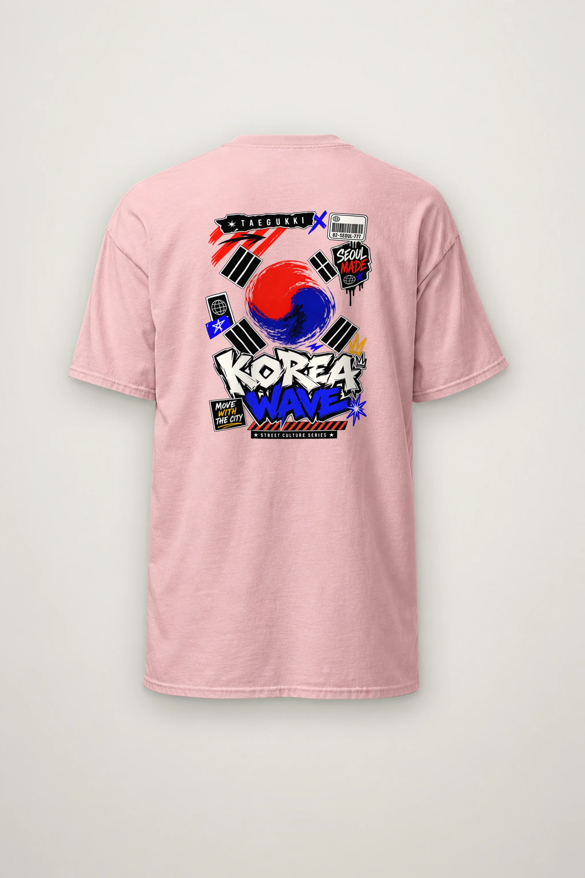 "Seoul Street Wave" Heavyweight Unisex Crewneck T-shirt