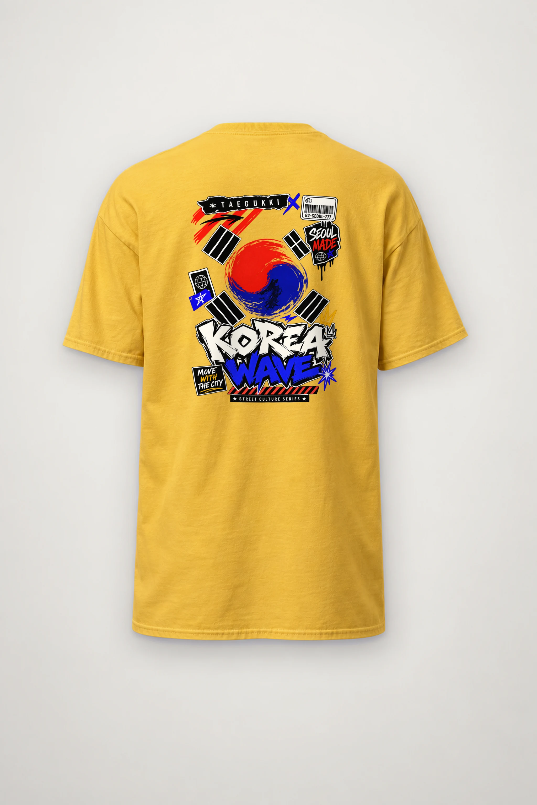 "Seoul Street Wave" Heavyweight Unisex Crewneck T-shirt