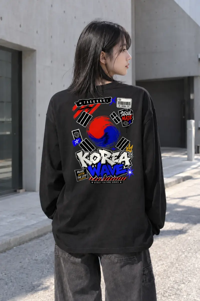 "Seoul Taegeuk Wave" Unisex Longsleeve T-shirt | Gildan 2400
