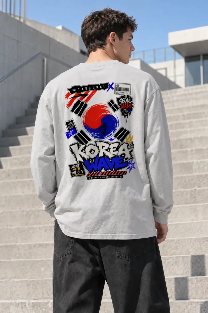 "Seoul Taegeuk Wave" Unisex Longsleeve T-shirt | Gildan 2400