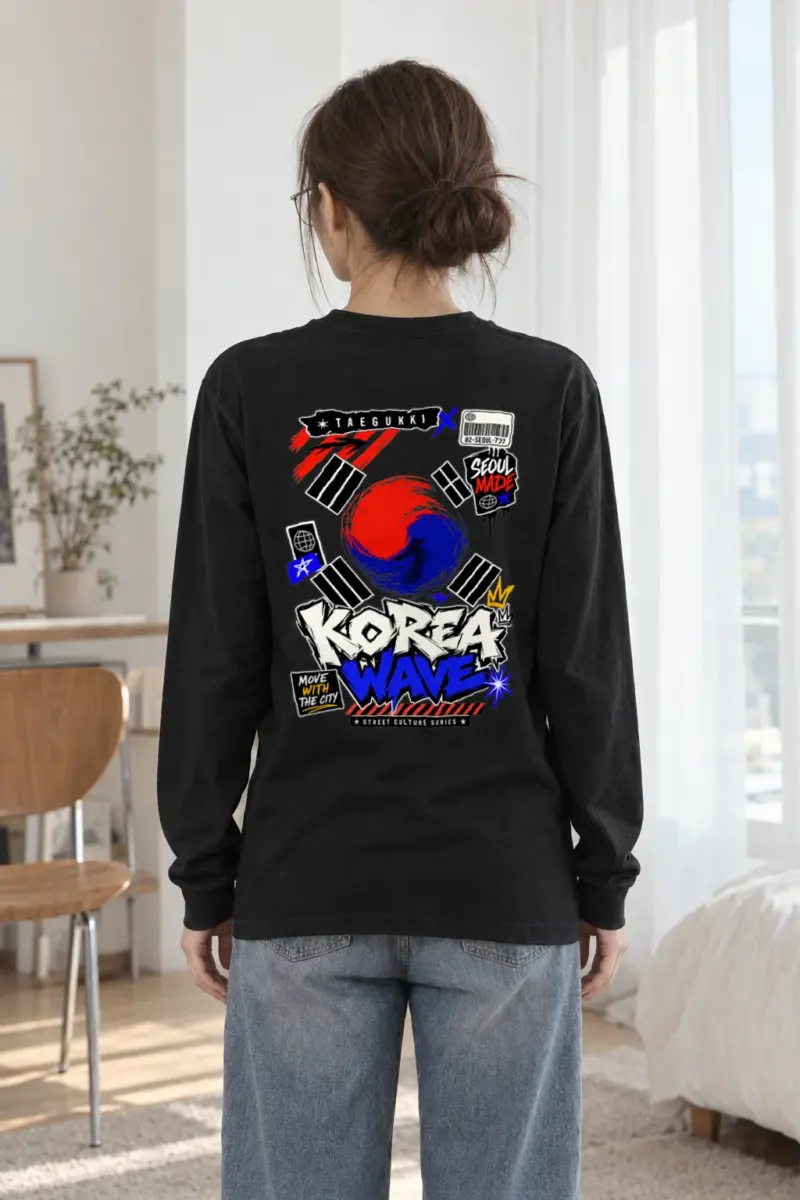"Seoul Taegeuk Wave" Unisex Longsleeve T-shirt