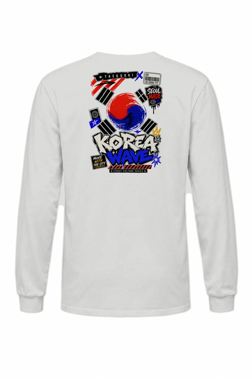 "Seoul Taegeuk Wave" Unisex Longsleeve T-shirt | Gildan 2400