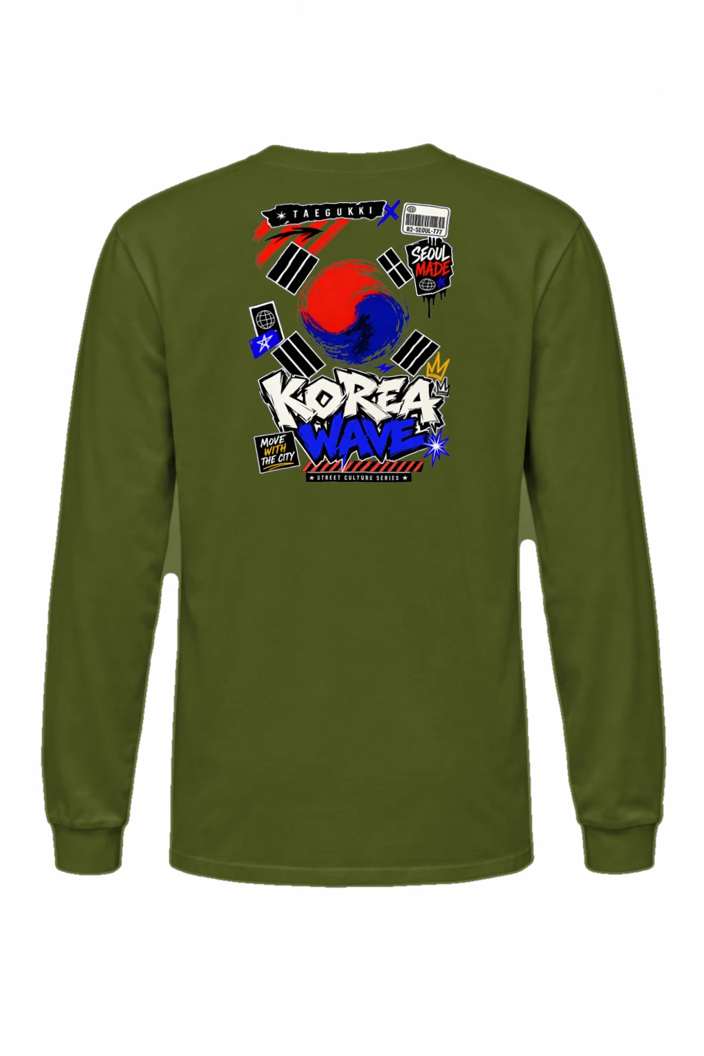 "Seoul Taegeuk Wave" Unisex Longsleeve T-shirt | Gildan 2400