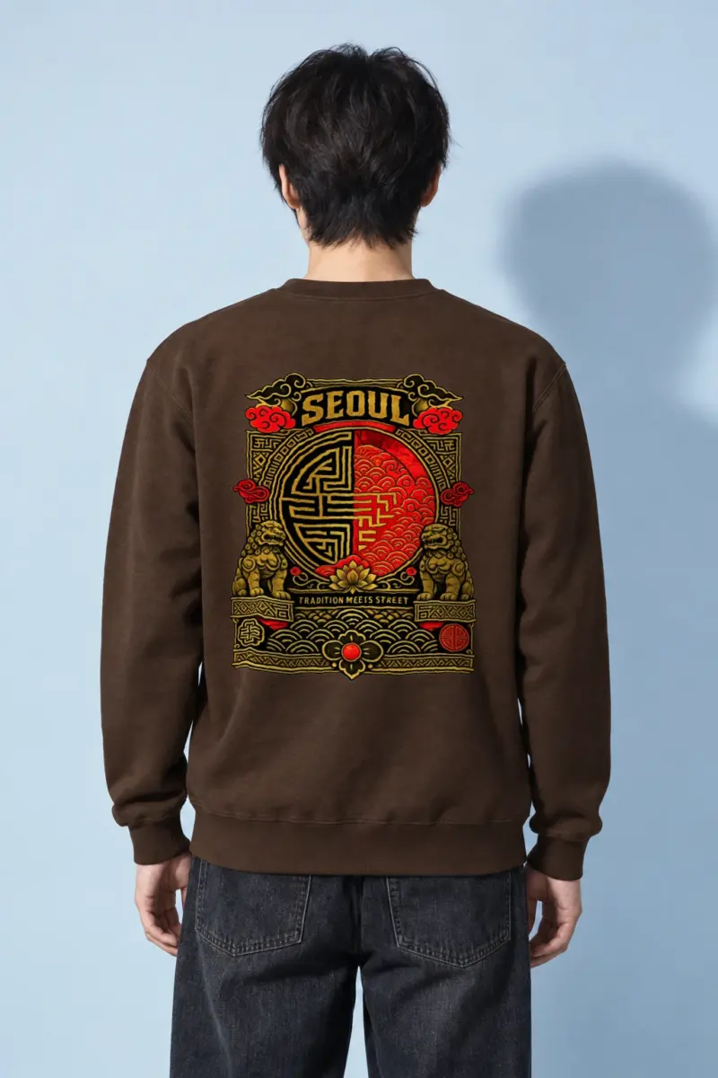 "Seoul Tradition Meets Street" Heavy Blend Unisex Crewneck Sweatshirt