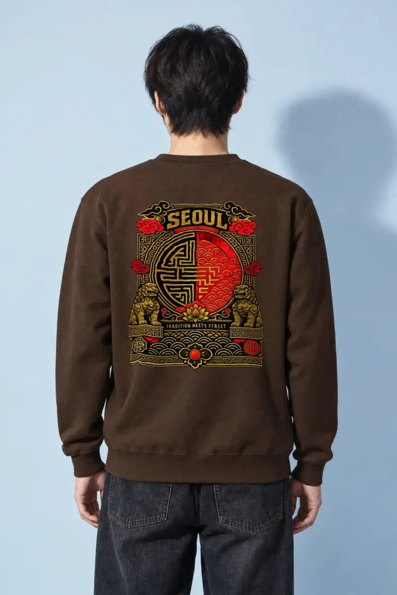 "Seoul Tradition Meets Street" Heavy Blend Unisex Crewneck Sweatshirt