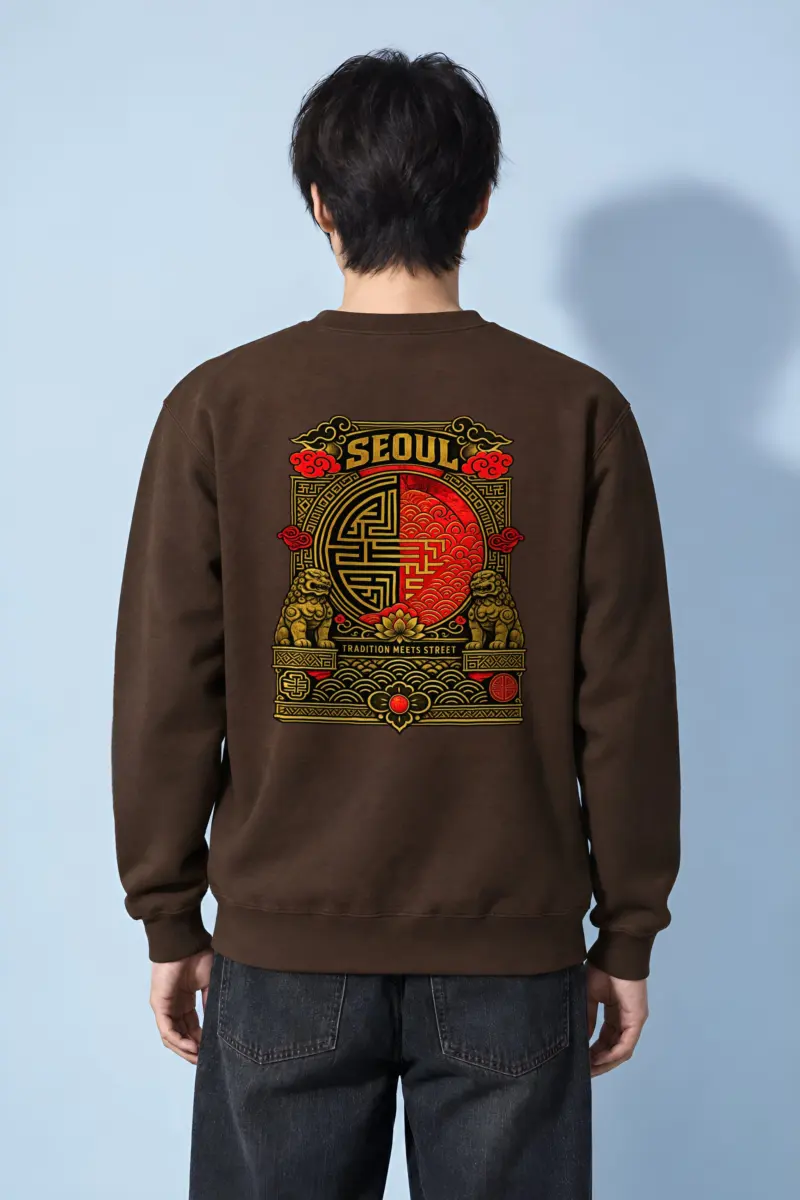 "Seoul Tradition Meets Street" Heavy Blend Unisex Crewneck Sweatshirt