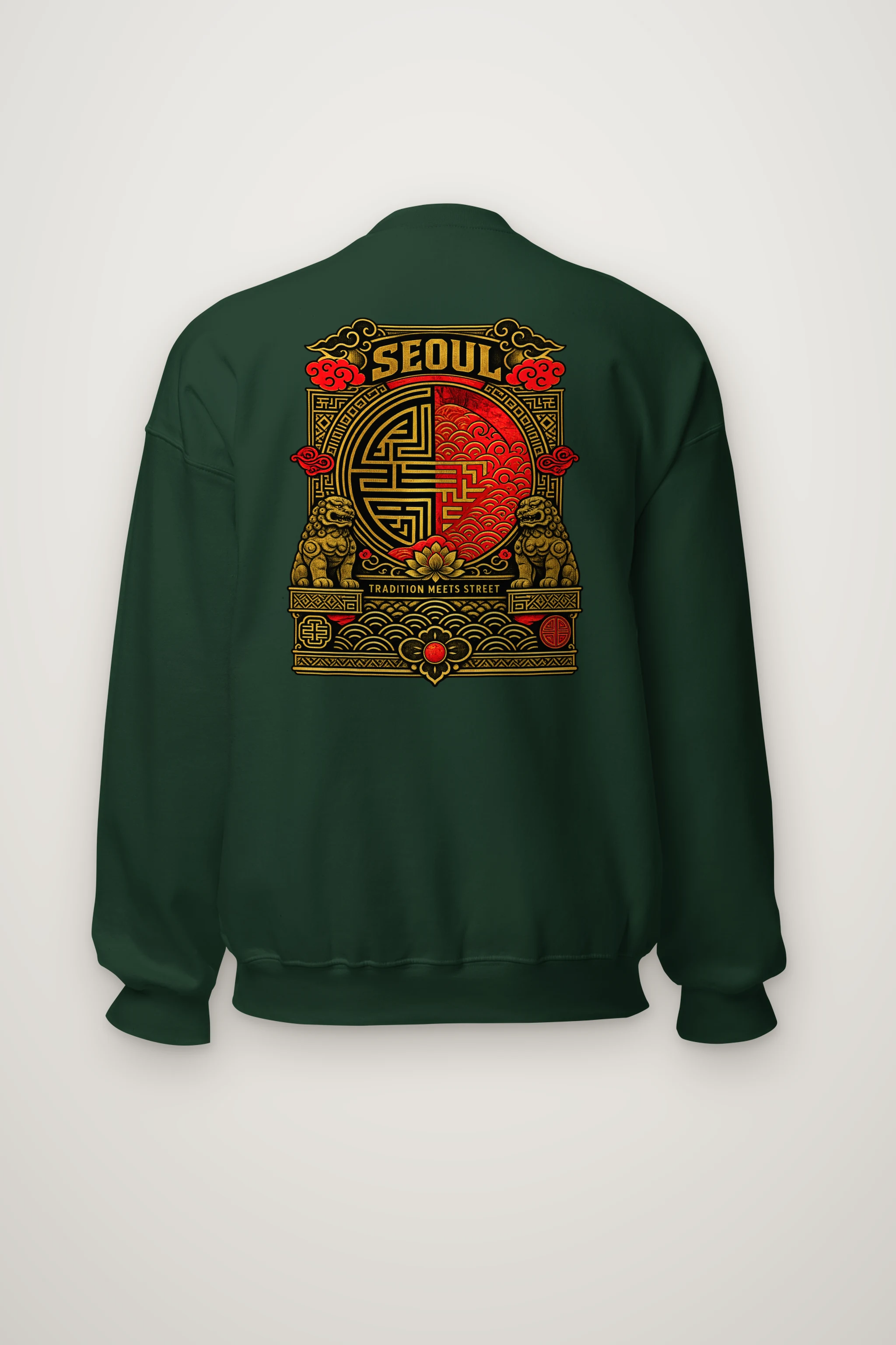 "Seoul Tradition Meets Street" Heavy Blend Unisex Crewneck Sweatshirt
