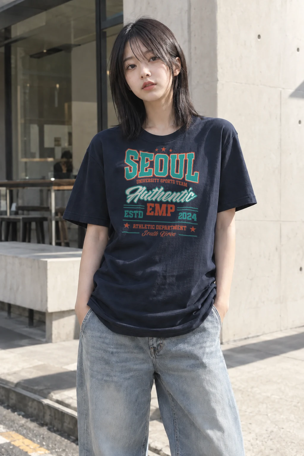 "Seoul University Athletics" Heavyweight Unisex Crewneck T-shirt | Gildan 5000