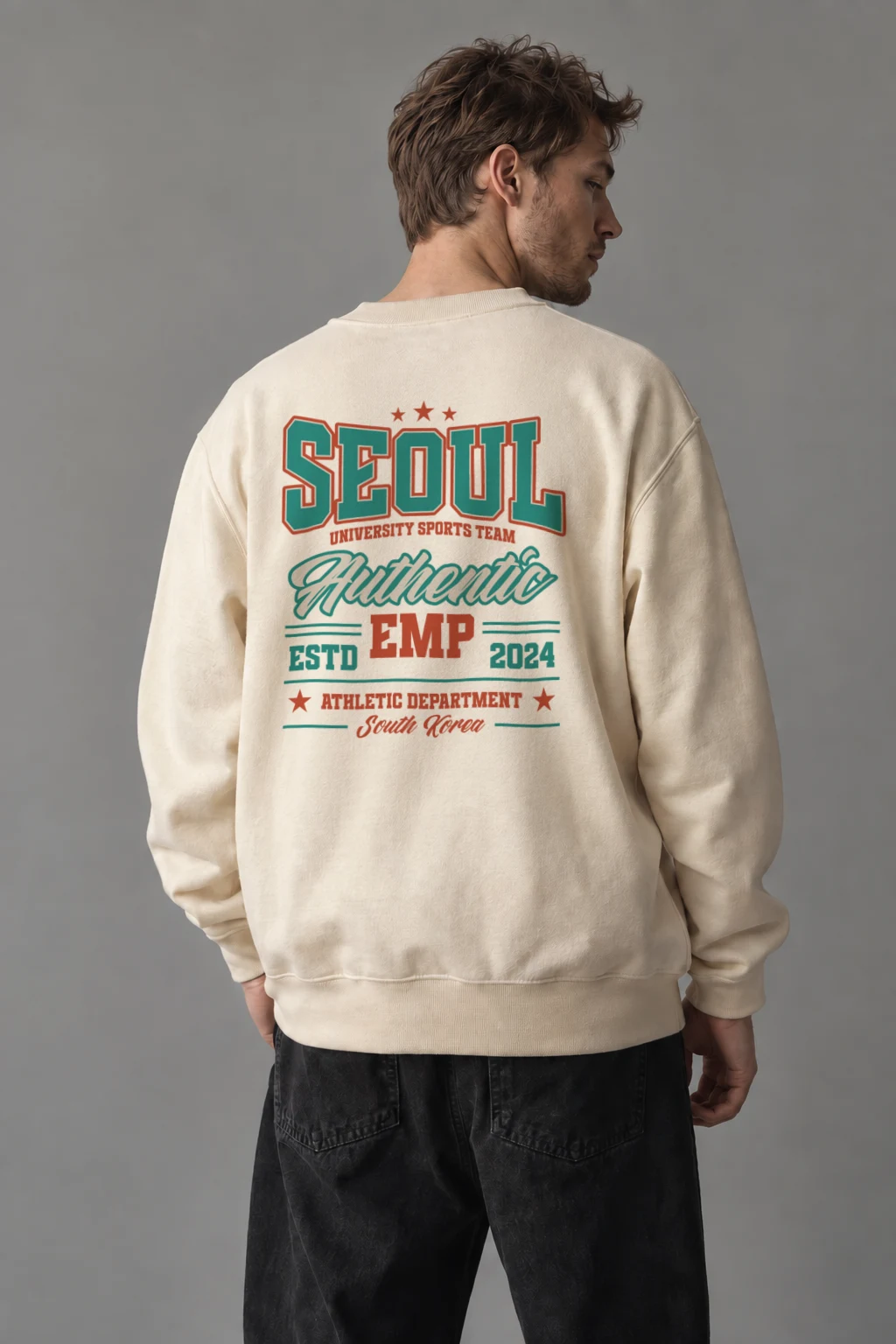 "Seoul University Athletics" Unisex Sponge Fleece Crewneck Sweatshirt | Bella + Canvas 3901