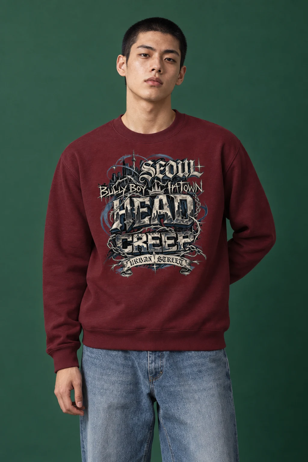 "Seoul Urban Street" Heavy Blend Unisex Crewneck Sweatshirt | Gildan 18000