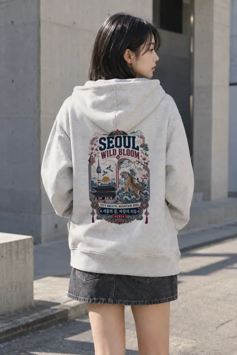 "Seoul Wild Bloom" Heavy Blend Unisex Pullover Hoodie | Gildan 18500