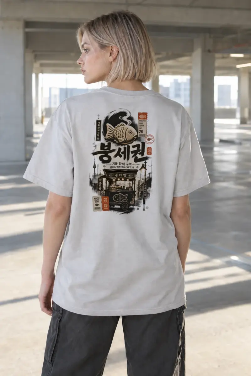 “Seoul Winter Cart” Heavyweight Unisex Crewneck T-shirt | Gildan 5000